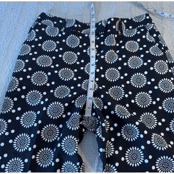 Boden Pants Women's US 6 Thea Linen Blend Black White Sun Flower Tailored Boho - Picture 9 of 10